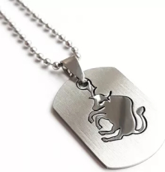 Pandantiv zodia Taur cu lant inox PersonalStyle dog tag 