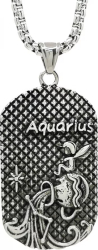 Pandantiv zodia Varsator cu lant otel inoxidabil PersonalStyle dog tag 