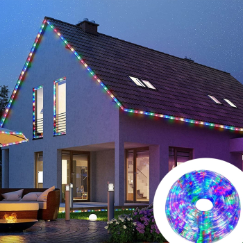 Resigilat Instalatie luminoasa Craciun tip furtun 20 m 480 leduri 8 jocuri de lumini multicolor interconectabila 