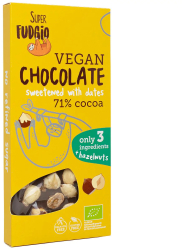 Ciocolata cu alune de padure si curmale bio 100g Super Fudgio 