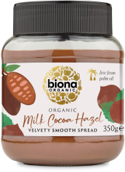 Crema de ciocolata cu lapte si alune de padure bio 350g Biona 