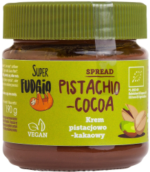 Crema tartinabila de ciocolata cu fistic si cacao bio 190g Super Fudgio 