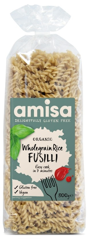 Fusilli din orez integral fara gluten eco 500g Amisa 