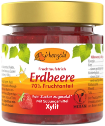 Gem de capsuni fara zahar indulcit cu Xylitol 200g Birkengold 
