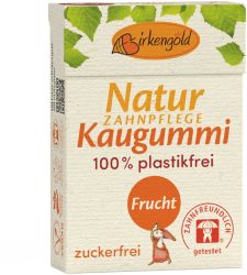 Guma de mestecat naturala cu fructe 28g Birkengold 