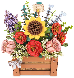 Puzzle 3D Cutie cu Flori 658 piese lemn Rowood 