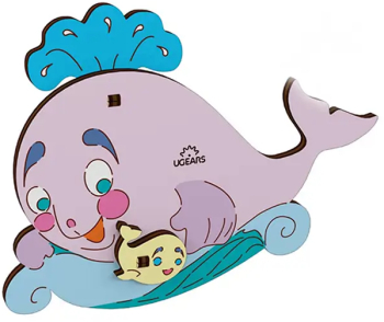 Puzzle 3D de colorat Balena 8 piese lemn 