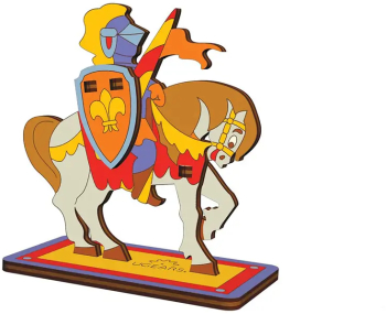 Puzzle 3D de colorat Cavaler 8 piese lemn 