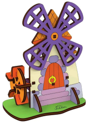 Puzzle 3D de colorat Moara 23 piese lemn 