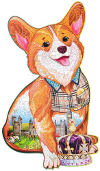 Puzzle Marele Corgi 210 piese lemn 7 cristale Swarovski 
