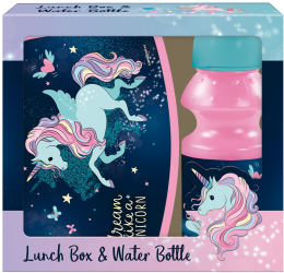 Set cutie sandwich si sticla de apa Derform ZSBJR13 unicorni 