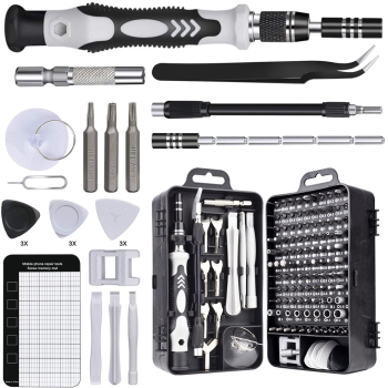 Set de 135 piese pentru reparatii surubelnite de precizie multicolor metal + plastic 