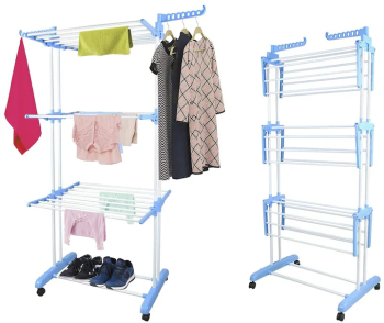 Uscator vertical mobil si pliabil pentru rufe cu suport umerase inaltime 173cm 