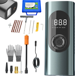 Compresor Auto Portabil BIRAI Pompa Aer Digitala 150 PSI Manometru Precis Baterie Externa 6000 mAh Lanterna LED Kit Vulcanizare Rapida 