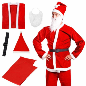 Costum Mos Craciun 5 piese rosu 