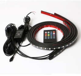 Kit Iluminare sub masina RGB multicolor cu telecomanda si aplicatie telefon 12V 2x90cm si 2x60cm 