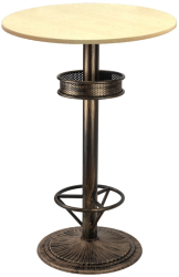 Masa inalta bar rotunda 60xh112cm Raki Maple blat werzalit si picior metalic aspect vintage bronz antichizat 50xh110cm 