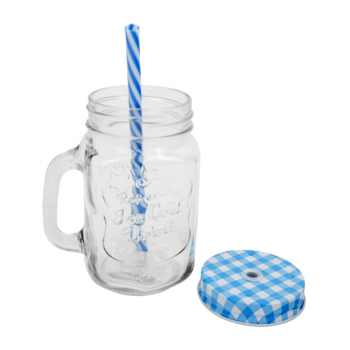 Borcan limonada cu pai sticla/metal transparent 450 ml