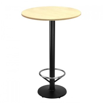 Masa inalta bar rotunda 60xh112cm Raki Maple blat werzalit si picior metalic negru cu suport picioare 43xh110cm 