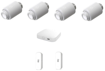 Pachet 4 Capete Termostatice smart ZigBee 1 Gateway Hub Tuya ZigBee 3.0 WiFi 1 Gateway Zigbee 2 Senzor de temperatura/umiditate ZigBee