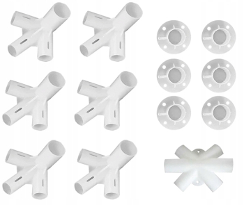 Set 13 conectori pentru montare pavilion/cort de gradina hexagonal Zola diametru gauri stalpi 24 mm diametru gauri tevi acoperis 18 mm P 