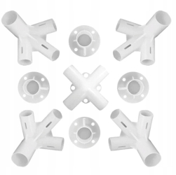 Set 9 conectori pentru montare pavilion/cort de gradina 3 x 3 m Zola diametru gauri stalpi 24 mm diametru gauri tevi acoperis 18 mm PVC 