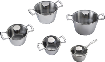 Set oale de gatit cu capac otel inoxidabil 10 piese Casa Bugatti ZP-CIS10