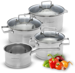 Set vase de gatit cu capac otel inoxidabil 7 piese Classbach C-KTS4016