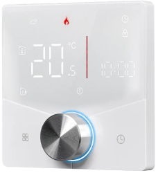 Termostat Inteligent de ambient Centrala cu Rotita Alb Wi-FI Control prin Aplicatia Tuya Wireless Prindere in Doza de Perete Control 