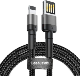 Cablu USB la Lightning 480Mbps 2.4A 1m - Baseus Cafule Special Edition CALKLF-GG1 - Grey / Black 