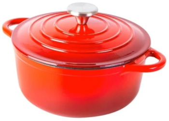 Oala fonta emailata capacitate 6l greutate 6.5 kg adancime 13 cm diametru 28 cm interior antiaderent 