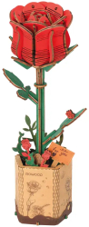 Puzzle 3D Trandafir Rosu 106 piese lemn Rowood 