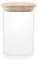 Recipient depozitare alimente Ibili-Borosilicato sticla borosilicata/bambus 11 x11x15 cm 1.1 l transparent/maro 