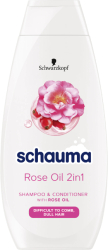 Sampon si balsam cu ulei de trandafir Schauma 2in1 Rose Oil pentru par greu de pieptanat 400 ml 