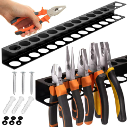 Suport multifunctional de perete pentru unelte Zola 14 spatii pentru organizare accesorii montare incluse otel 40 cm negru 