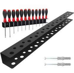 Suport multifunctional de perete pentru unelte Zola 23 spatii pentru organizare accesorii montare incluse otel 50 cm negru 