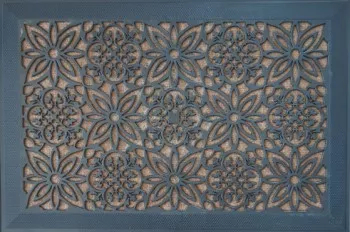 Covor intrare antiderapant dreptunghiular floral bej cauciuc + polipropilena 40x60cm Zerbino Armony Gemitex 