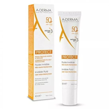 Crema faciala hidratanta cu protectie solara ridicata rezistenta la apa si transpiratie A-Derma Protect SPF50+ 40 ml