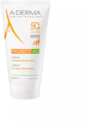 Crema hidratanta rezistenta la apa fara parfum cu protectie solara ridicata A-Derma Protect AD SPF50+ 150 ml
