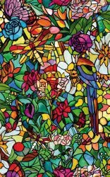 Folie geam autoadeziva vitraliu efect geam sablat model floral multicolor 45cmx2m d-c-fix Tulia 