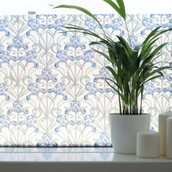 Folie geam autoadeziva vitraliu efect geam sablat model floral semitransparent/multicolor 45cmx2m d-c-fix Minster