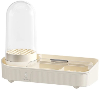 Organizator elegant pentru pensule si produse cosmetice cu suport rotativ 33 5 x 28 x 14 cm Gonga® Crem 