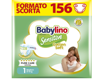 Scutece bebelusi Babylino Sensitive Marimea 1 2-5 kg 156 buc - RESIGILAT 