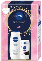Set Cadou Femei Nivea Feel Good Gel de Dus Creme Soft 250 ml si Deodorant Stick Invisible Black & White Clear 50 ml 