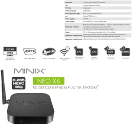 Android Mini PC Box Minix NEO X6 Streaming Media Player negru - RESIGILAT