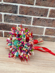 Buchet cu mix de flori naturale uscate multicolor ideal pentru nasa cununie civila sau cadou 