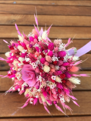 Buchet mare personalizabil din flori naturale uscate Roz 