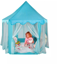 Cort de Joaca pentru copii stil Castel 140 x 135 x 89 cm Culoare Albastru 