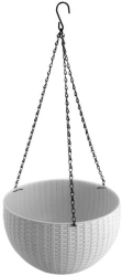 Ghiveci de flori suspendat alb 26x16 cm 