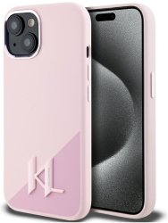 Husa pentru iPhone 15 - Karl Lagerfeld Silicone MagSafe KLHMP15SSCMKMPCP - Pink Shadow Metal Initial 